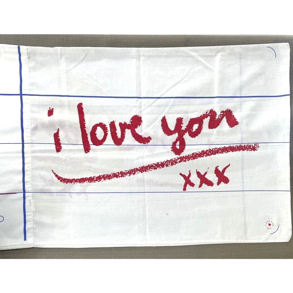 Vtg 1979 Doug Wilson Burlington Red White Blue I LOVE YOU Standard Pillowcase